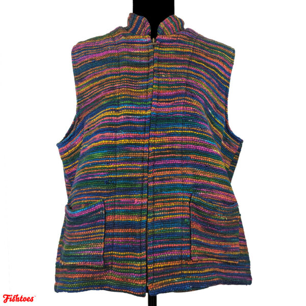 Rainbow Tie Dye Silk Vest Chicos Women's 2 Medium Thrift