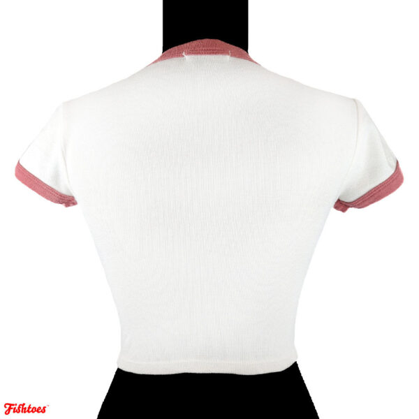 White Red Crop Top Women's XS Thrift Fishtoes