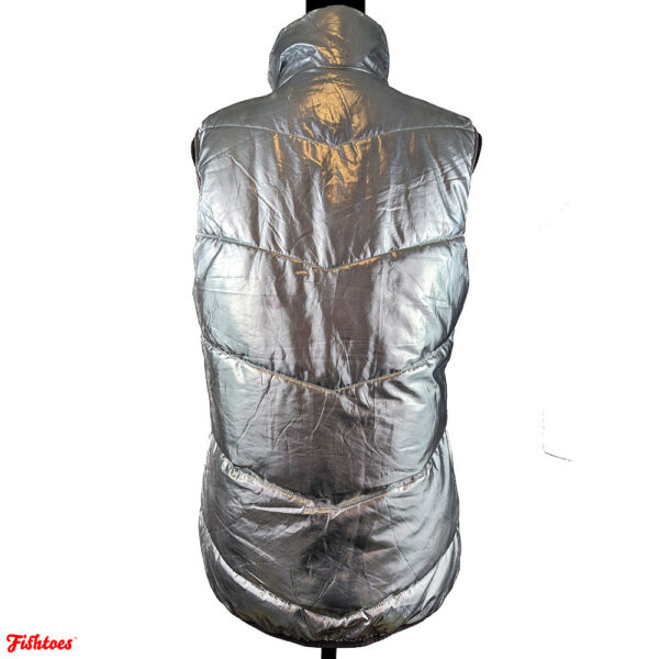 Shiny Silver Puffer Vest Long Women's