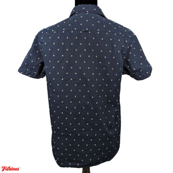 Skull Patterned Collared Shirt Short Sleeve Men's Medium