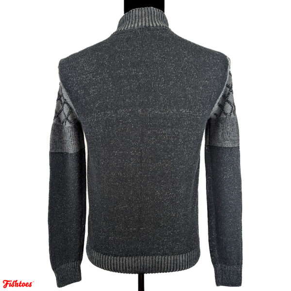 Speckled Criss Cross Unique Men's Small Black Grey Sweater Turtleneck