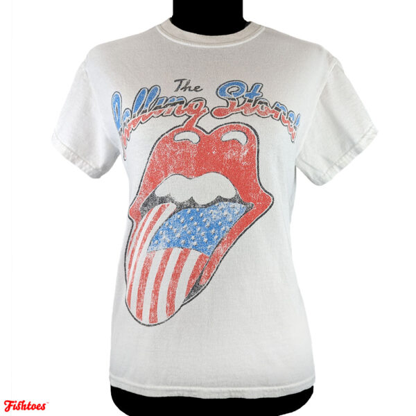 The Rolling Stones Red White Blue American Flag Tongue T-Shirt Women's XS