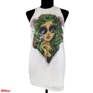 Threadless Medusa Sunglasses Cigarette Snakes Graphic Print Printed Shirt Sleeveless Women's Medium