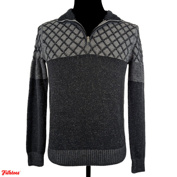 Trash Nouveau Criss Cross Speckled Black Grey Sweater Men's Small