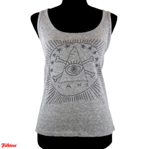 Vans Triangle Pyramid Eye Crossbones Grey Black Tank Top Women's Small