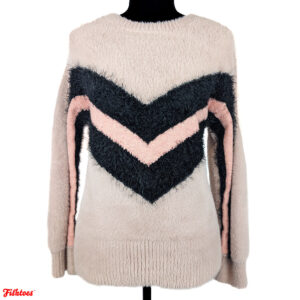 Vince Camuto Fuzzy Light Pink Black Sweater Women's Small