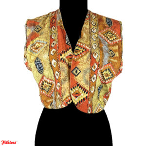 Vintage 90's India Tribal African Beaded Cropped Vest Women's Large