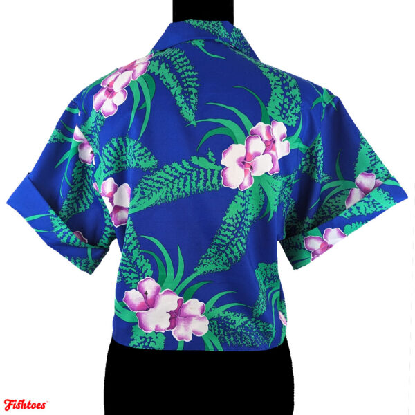 Vintage Hawaii Shirt Kimono Short Sleeve Shirt Women's Small Blue Green Pink