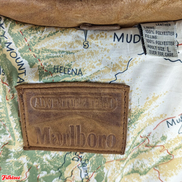 Vintage Marlboro Adventure Team Tan Brown Leather Jacket Men's Large