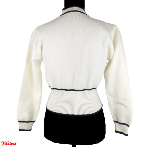 WHITE + BLACK CROPPED CARDIGAN SWEATER - Image 3