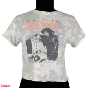 Whitney Houston Photograph Printed Crop Top T-Shirt Tie Dye Women's Medium Thrift