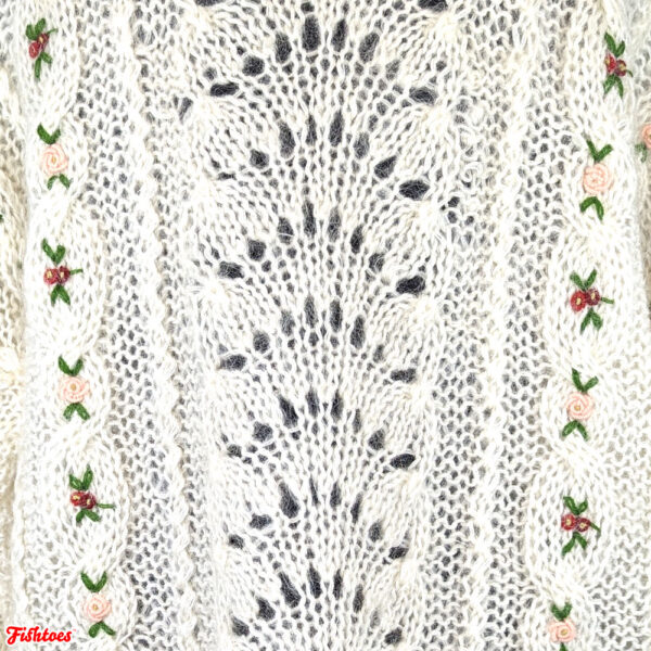 MOHAIR WOOL WOVEN EMBROIDERED FLOWERS SWEATER - Image 4