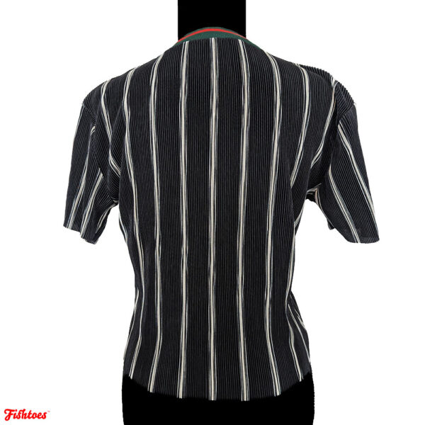 Black & White Red Green Striped Short Sleeve Shirt Women's XS