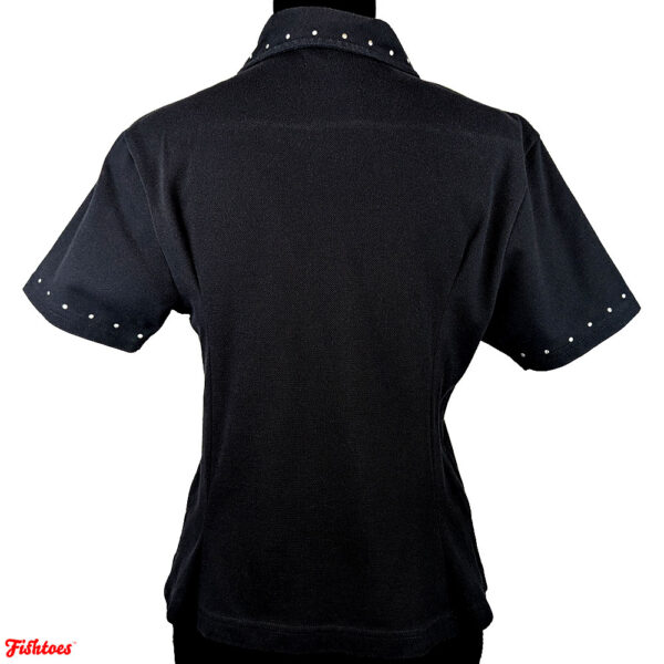 Blast 1990's 90's Classic Black Quarter Zip Collared Beaded Shirt Women's Small