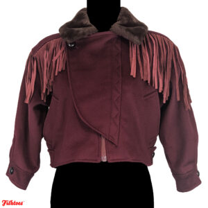 Boo Boo Baby By Belinda Hughes Fringe Fur Cropped Maroon Plum Jacket Women's Small Thrift Fishtoes