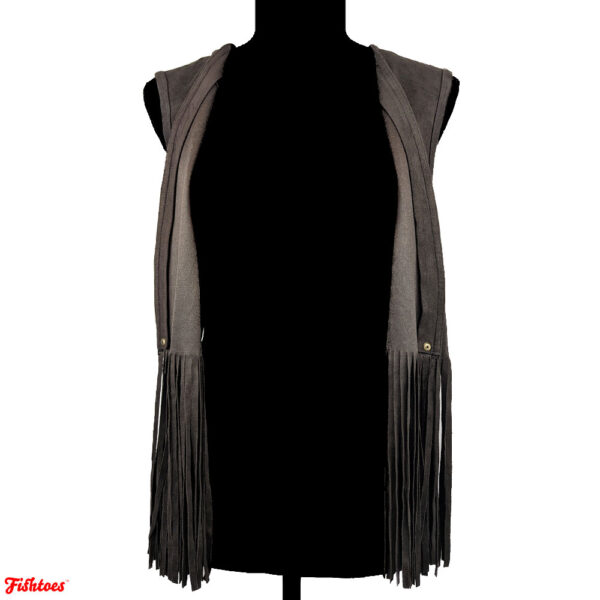 Karen Kane Dark Brown Suede Fringe Vest Hippie Western Women's Medium