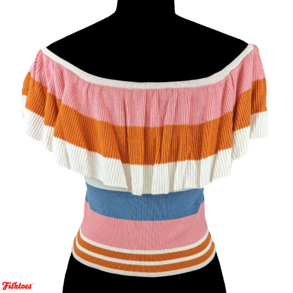 Forever 21 Off The Shoulder Striped Ribbed Crop Top Shirt Women's Medium