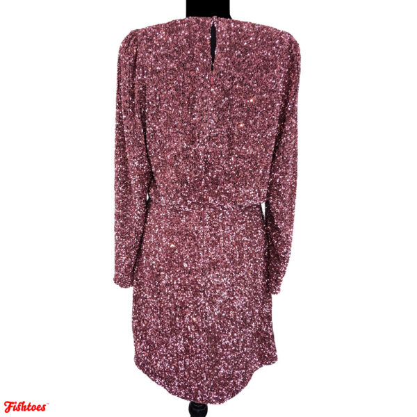 Fully Sequin Pink Dress Long Sleeve Women's Size 10 Medium New Years Party