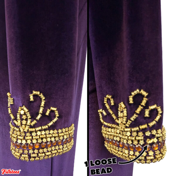 Gold Beaded Beading Purple Velvet Sleeves Small