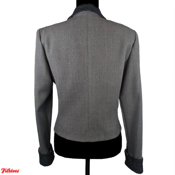 Julian Taylor New York Grey Black Short Double Breasted Jacket Buttons Women's Size 8 Medium