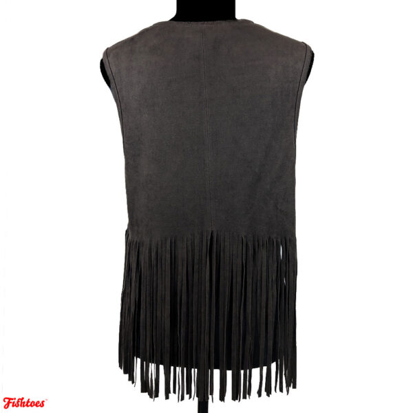 Karen Kane Dark Brown Suede Fringe Vest Women's Medium