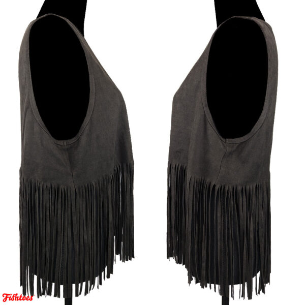 Karen Kane Dark Brown Suede Fringe Vest Women's Medium