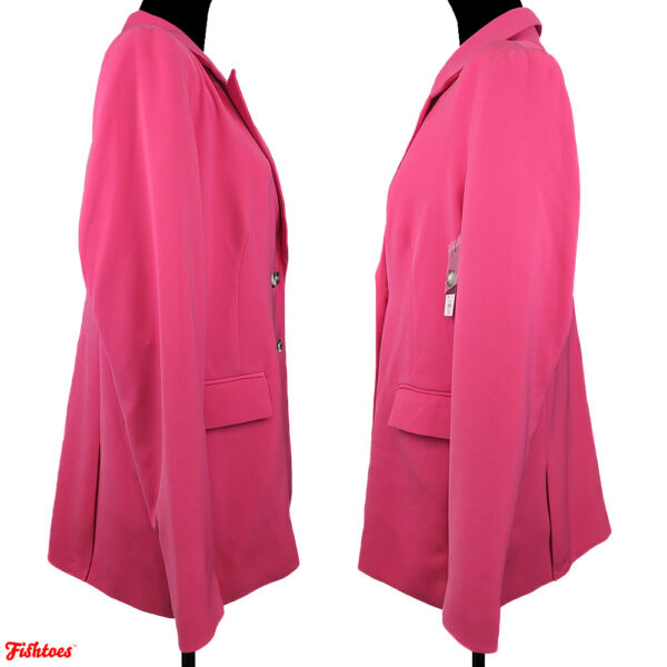 Nine West Hot Pink Double Breasted Blazer Jacket Long New With Tags Women's Size 12 Large