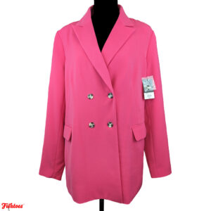 Nine West Hot Pink Double Breasted Blazer Jacket Long New With Tags Women's Size 12 Large Thrift