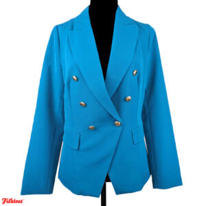 Sincerely Jules Cyan Turquoise Blue Dress Jacket Gold Buttons Women's Small