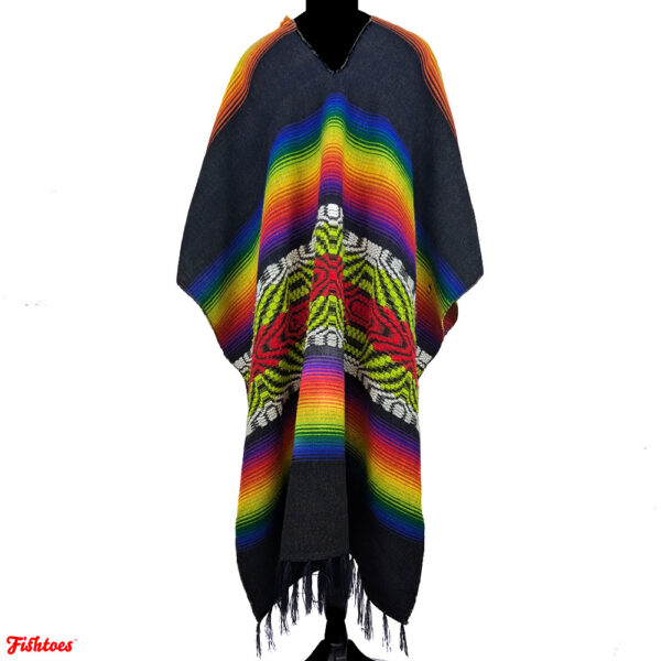 True Vintage 60's 70's Long Rainbow Poncho Small