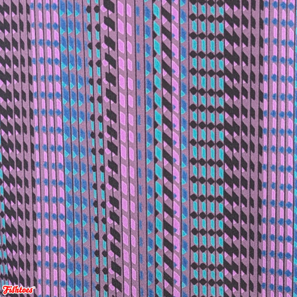 Authentic True Vintage 1970's 70's Purple Black Teal Pink Polyester Fabric