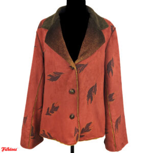 Vintage 1990's 90's Robert Kitchen Canada Orange Yellow Brown Leaves Leaf Jacket Women's XL