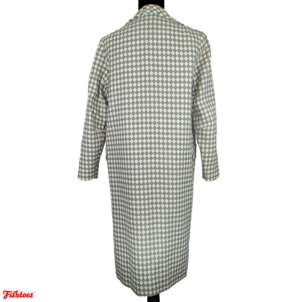 Vintage 50's Green Cream Checkered Double Breasted Pea Coat Women's Medium