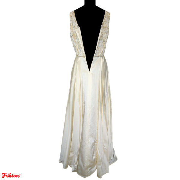 Vintage Gold White Cream Full Length Gown Dress Women's 16 Large