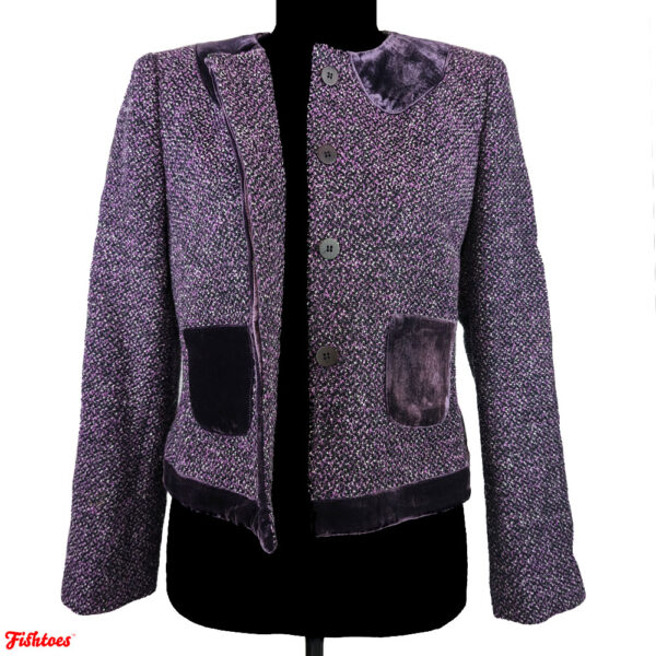 Vintage Purple Tweed Velvet Jacket Women's Small