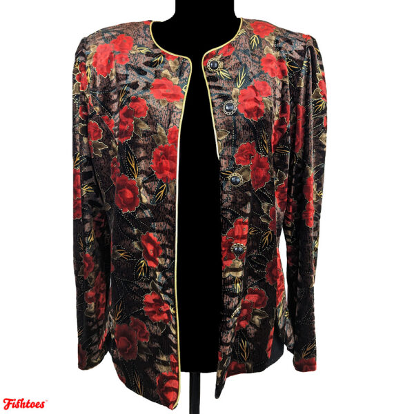 80's ROSE + GOLD VELVET STYLE FORMAL JACKET - Image 4