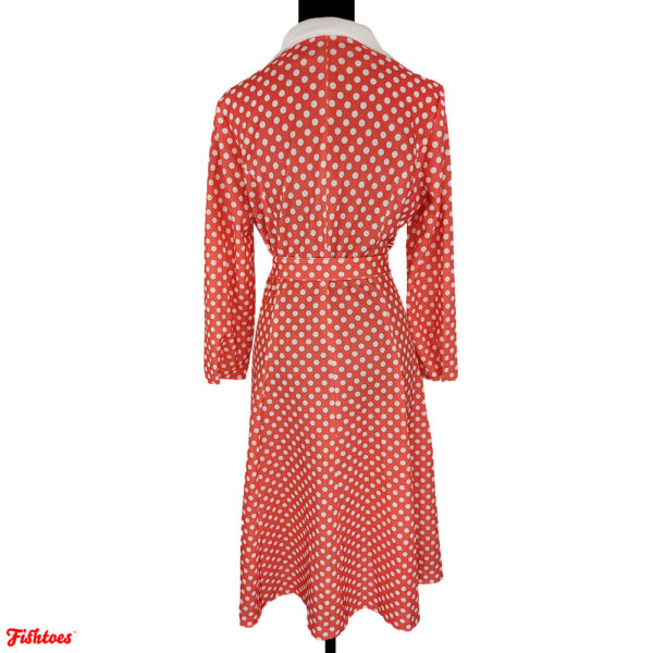 50's Polka Dot Collared Classic Long Sleeve Classic Dress Women's Small