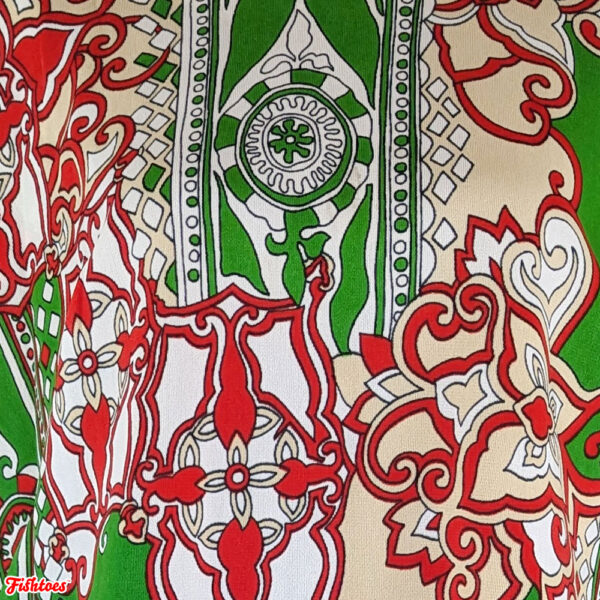 60's Printed Red Green White Fabric