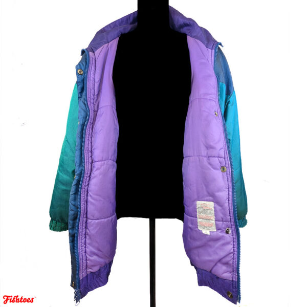 90's Reflective Blue Green Purple Puffer Jacket Women's Medium