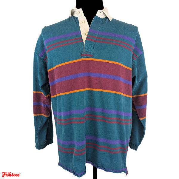 90's Vintage Gant Rugger Long Sleeve Striped Polo Shirt Men's Large Thrift Fishtoes