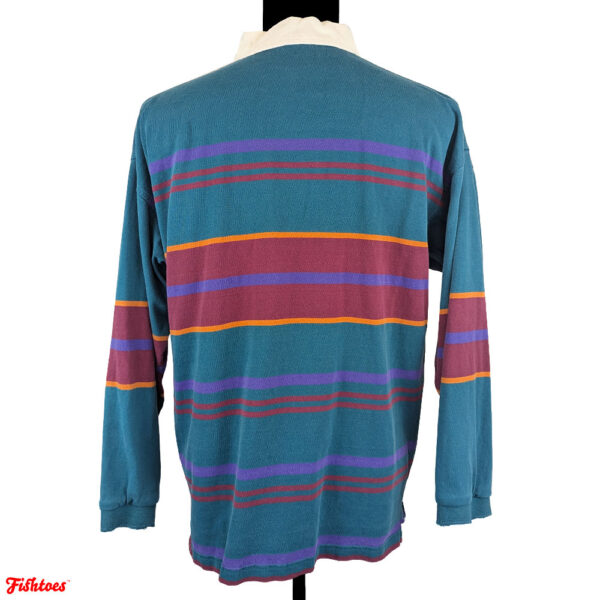 90's Vintage Long Sleeve Striped Polo Shirt Men's Large