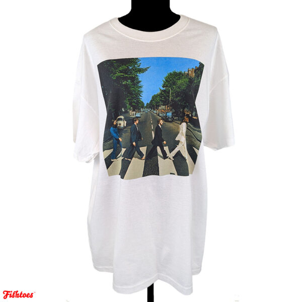 Beatles Abbey Road Photo Printed White T-Shirt XL Thrift Fishtoes