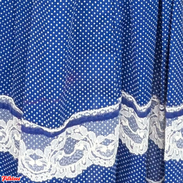 Blue White Polka Dots Lace