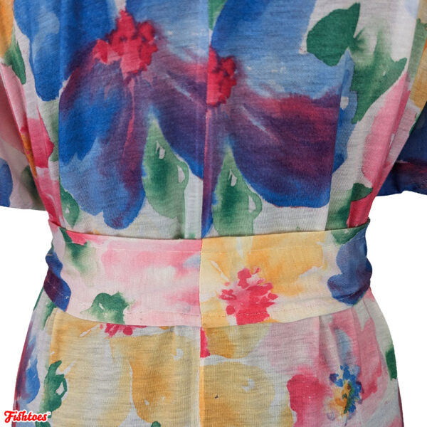 Hand Painted Watercolor Floral Vintage Dress Women's Medium