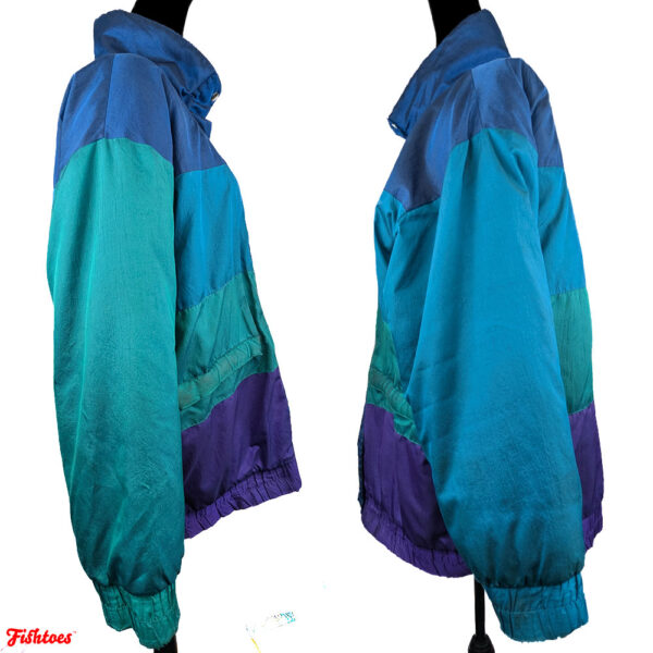 London Towne Limits Vintage Puffer Winter Jacket Reflective Blue Green Purple Women's Medium