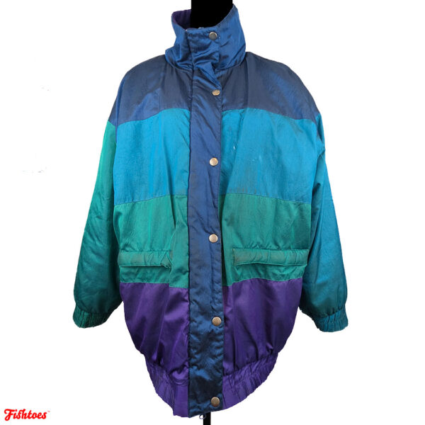 London Towne Limits Vintage 90's Winter Jacket Reflective Blue Green Purple Women's Medium