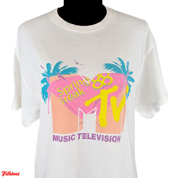 MTV Spring Break '88 Printed Pink T-Shirt Women's Medium