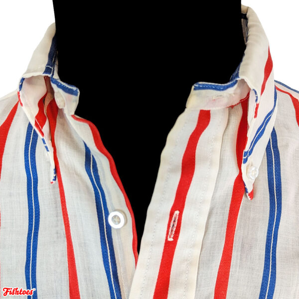 Vintage Perma Press Red White Blue Button Up Short Sleeve Shirt Men's Small