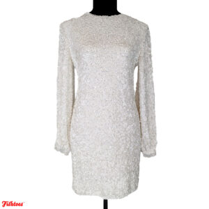 Rosedress White Sequin Long Sleeve Short Party Dress Women's Large