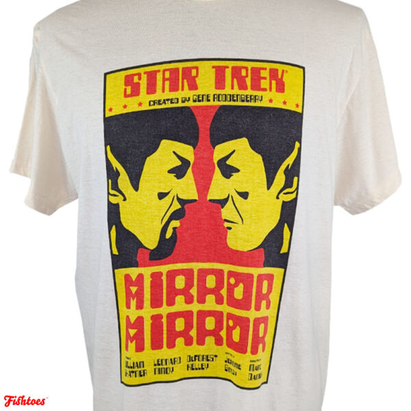 Star Trek Mirror Mirror Graphic Print White Red Yellow Crewneck T-Shirt XL Extra Large